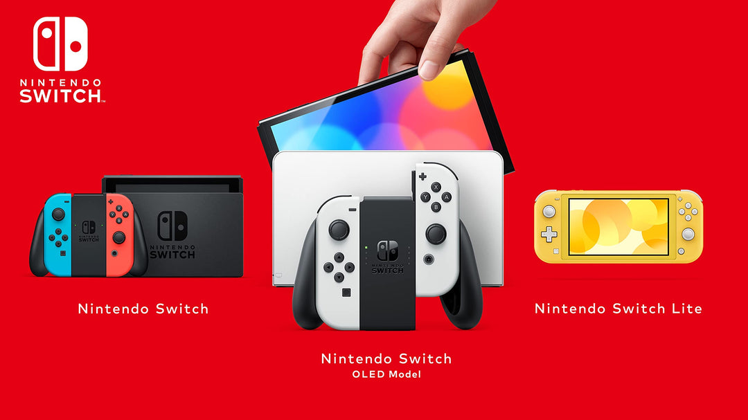 Bwndel Nintendo Switch OLED a Chwaraeon - Neon Coch a Glas