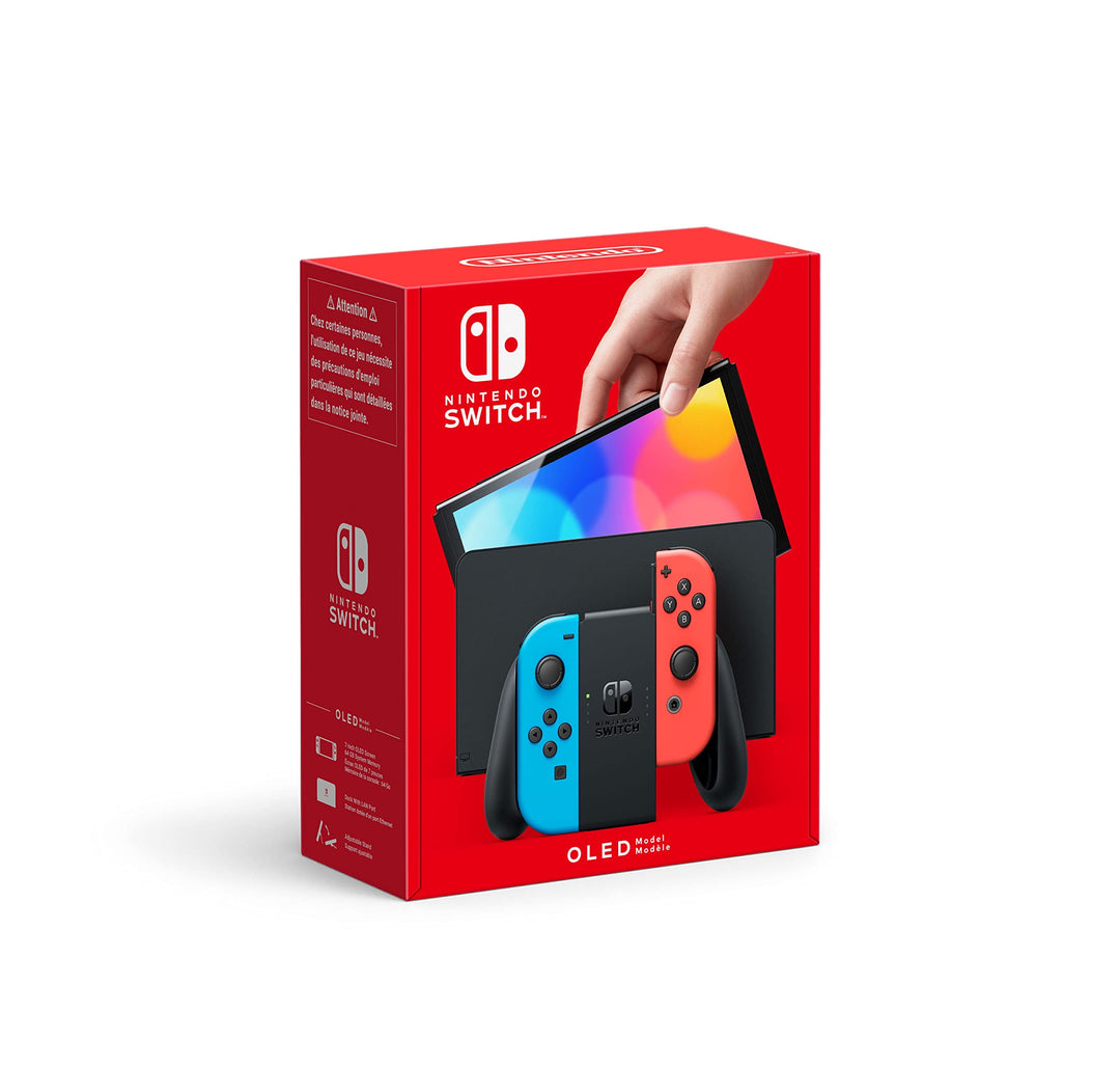 Nintendo Switch OLED & Paper Mario: The Thousand-Year Door Bundle - Neon Red & Blue