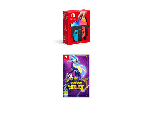 Nintendo Switch (Model OLED) - Neon Blue / Neon Red + Pokémon Violet